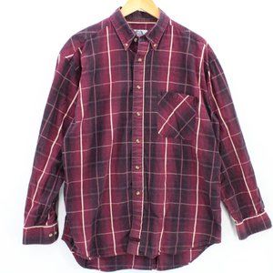 Vintage Cowboy Up Western Shirt Mens Red Button Down Long Sleeve Cotton Large L